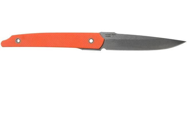 Amare Knives Pocket Peak Fixed, Stonewash Orange G10, Fixed Knife - Image 2