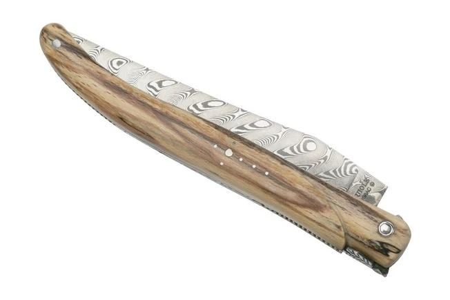 Laguiole En Aubrac Le Perlé 12 Cm L0512WA6J3DB Balbach Damast Full Handle Beech Wood - Image 4