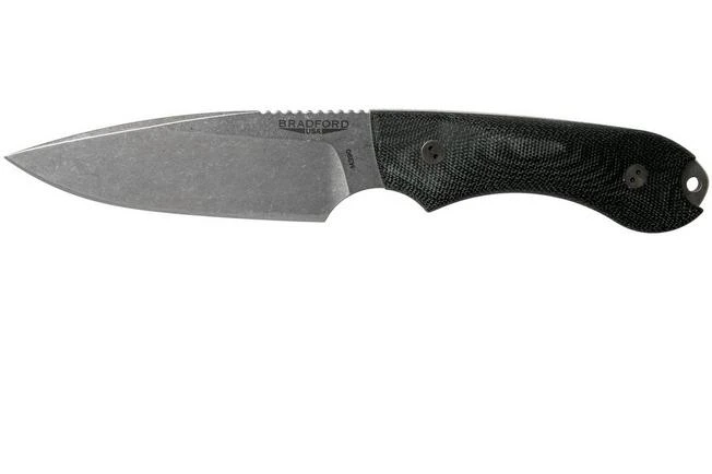 Bradford Guardian 4FE, 3D Black Micarta Guardian 4 M390, Sabre Stonewashed False Edge 4FE-101