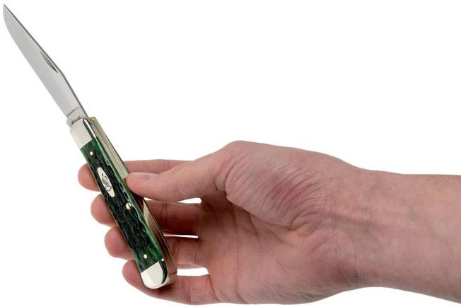 Case Trapper Pocket Worn Bermuda Green Bone, Peach Seed Jig, 09720, 6254 SS Pocket Knife - Image 5