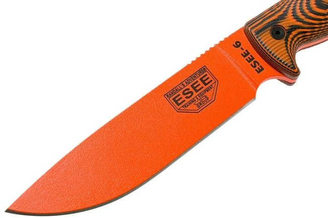 ESEE Model 6 Orange Blade 3D Neon Orange-Black G10 Survival Knife 6POR-006 Black Sheath + Clip Plate - Image 3