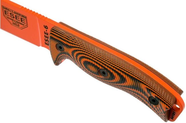 ESEE Model 6 Orange Blade 3D Neon Orange-Black G10 Survival Knife 6POR-006 Black Sheath + Clip Plate - Image 5