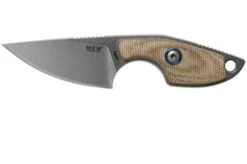 MKM Mikro 1 Drop, Stonewashed Natural Canvas Micarta Neck Knife, Jesper Voxnaes Design