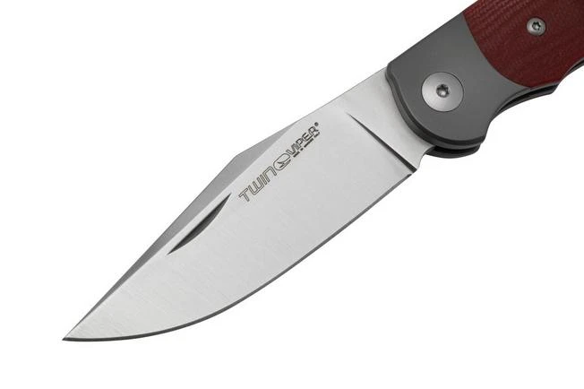 Viper Twin, V6002GR, Satin M390, Red G10 Pocket Knife, Fabrizio Silvestrelli Design - Image 3