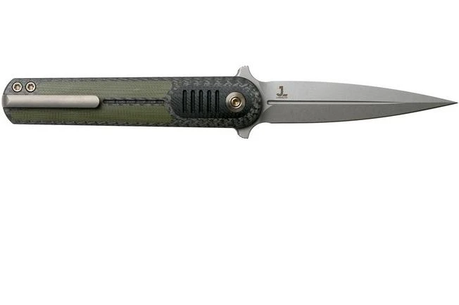 We Knife Angst 2002A Carbon Fibre, Green G10 Pocket Knife, Justin Lundquist Design - Image 2