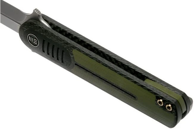 We Knife Angst 2002A Carbon Fibre, Green G10 Pocket Knife, Justin Lundquist Design - Image 7