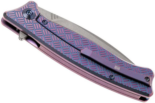 WE Knife Balaenoptera WK712B Pocket Knife, Purple Handle, Stonewashed Blade - Image 4